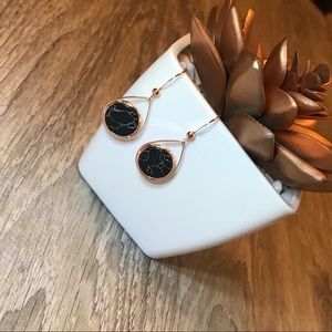 Black Marble w/Rose Gold Dangle Earrings